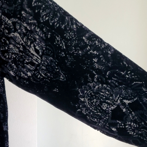 NWT Linda Allard Ellen Tracy silk Velvet burnout tunic button down blouse sz 12 - Picture 8 of 8
